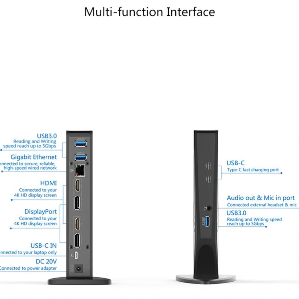 WL-UG69DK5 USB-C Dual 4K Ultra HD Multiple-Display Universal Docking Station-NWT